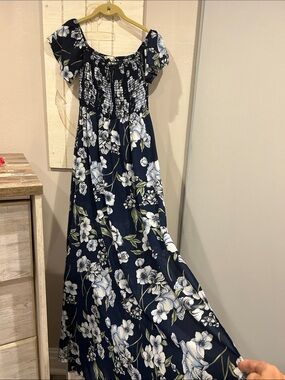 Altar'd State Navy Blue Floral Maxi Dress